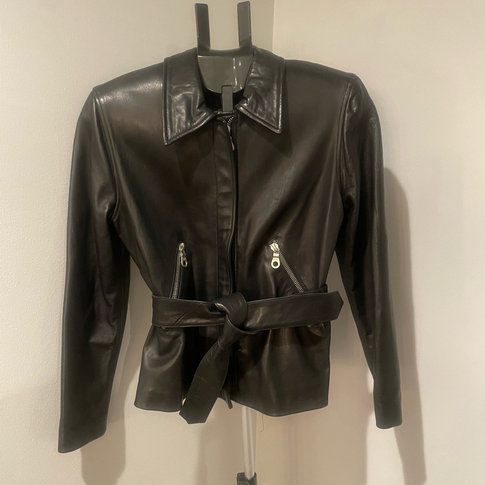 John Michael Leather Jacket w/ Waist Tie